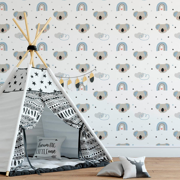 Cute Koala Nursery Wallpaper CC237 - CostaCover-Peel and stick Removable Wallpaper-adhesive wallpaper-boywall-custom made