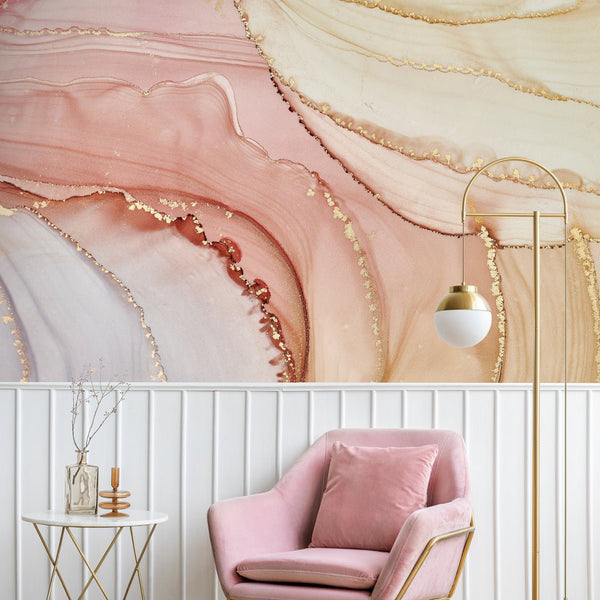 Pink Beige Watercolor ink Wall Mural CCM127 - CostaCover - Peel and stick Removable Wallpaper - abstract wallpaper - accent wallpaper - adhesive wallpaper
