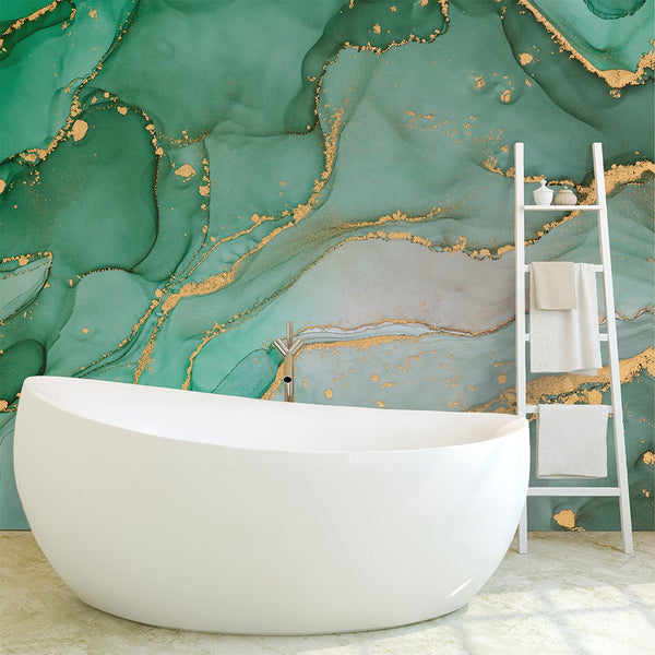 Green Watercolor Ink Wall Mural CCM053