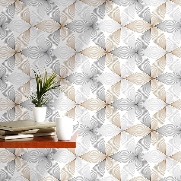 Geometric Linear Flower Petal Wallpaper CC184 - CostaCover - Peel and stick Removable Wallpaper - Abstract - abstract wallpaper - adhesive wallpaper