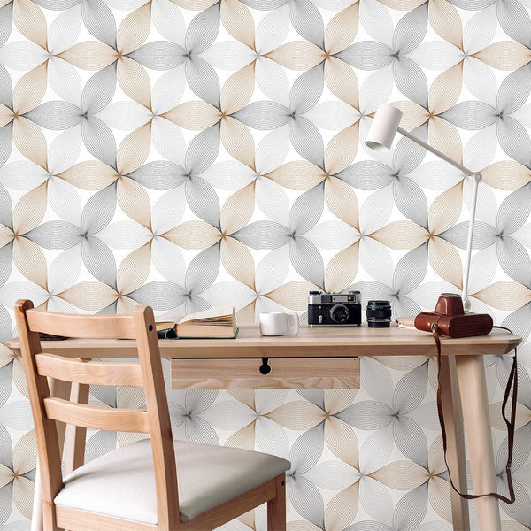 Geometric Linear Flower Petal Wallpaper CC184 - CostaCover - Peel and stick Removable Wallpaper - Abstract - abstract wallpaper - adhesive wallpaper