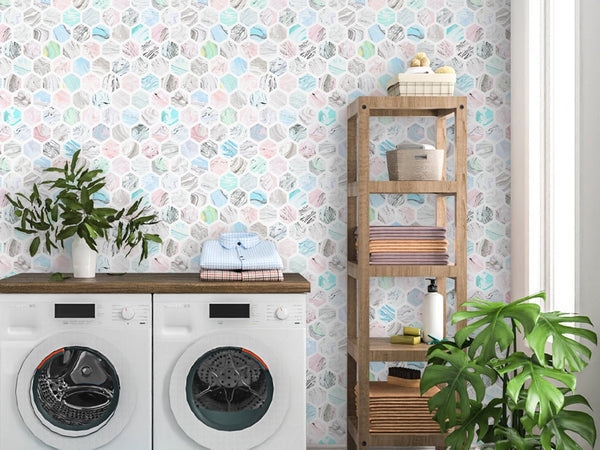 Colorful Honeycomb Wallpaper CC082 - CostaCover - Peel and stick Removable Wallpaper - abstract wallpaper - accent wallpaper - adhesive wallpaper