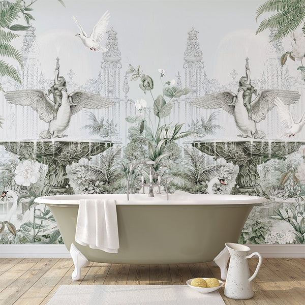 Vintage Garden Wall Mural CCM070 - CostaCover - Peel and stick Removable Wallpaper - 3d wall murals - 70's style - accent wallpaper