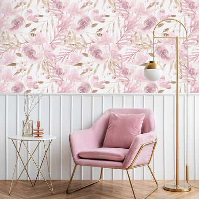 Blush Pink Flowers Boho Wallpaper CC269