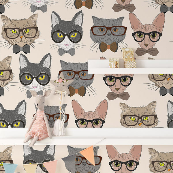 Cute Cats Wallpaper CC036 - CostaCover - Peel and stick Removable Wallpaper - abstract wallpaper - adhesive wallpaper - animal print