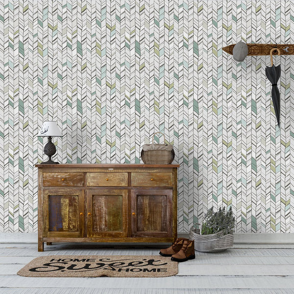 Herringbone Chevron Wallpaper CC197 - CostaCover - Peel and stick Removable Wallpaper - adhesive wallpaper - arrow feather - Backsplash panels