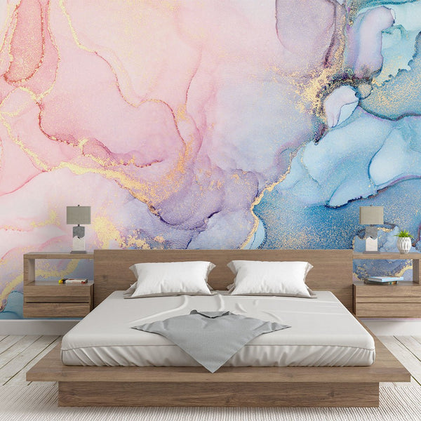 Pink & Blue Watercolor ink Wall Mural CCM015 - CostaCover - Peel and stick Removable Wallpaper - accent wallpaper - adhesive wallpaper - alcohol ink print