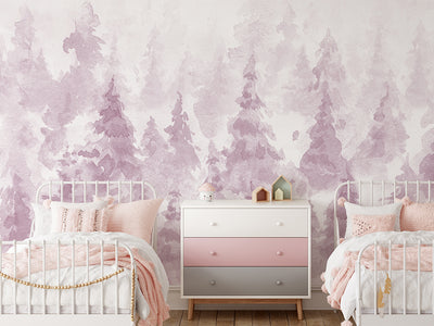 Purple Watercolor Forest Wall Mural CCM112