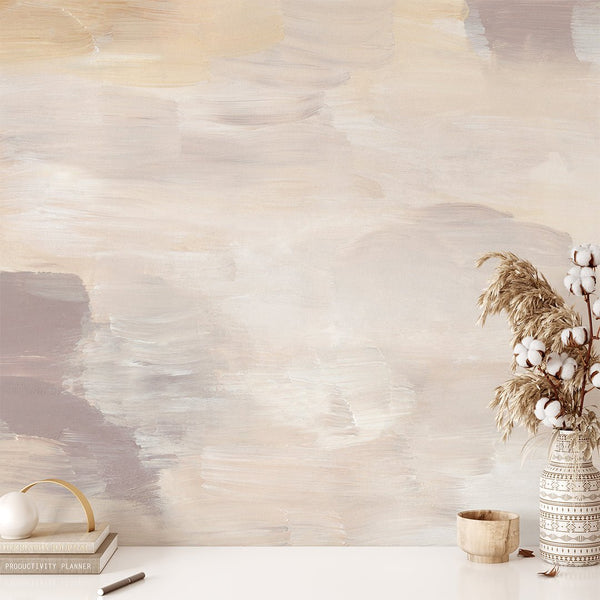 Beige Brush Strokes Wall Mural CCM074 - CostaCover - Peel and stick Removable Wallpaper - 3d wall painting - Abstract - abstract wall art