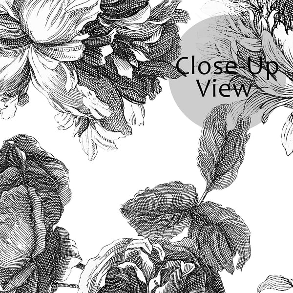 Black & White Flowers Wall Mural CCM052 - CostaCover - Peel and stick Removable Wallpaper - 3d wall murals - abstract wall art - accent wallpaper