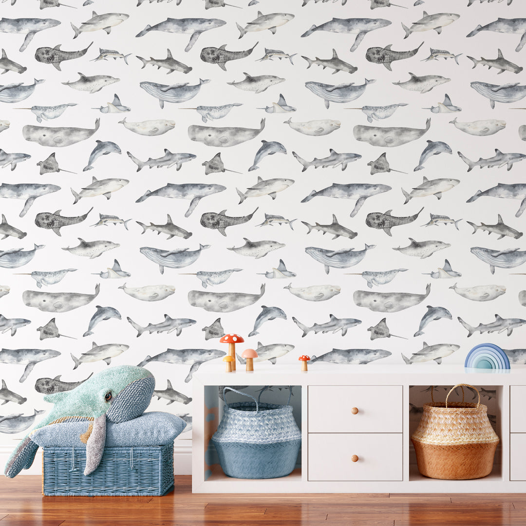 Sea World Self Adhesive Wallpaper Ocean Fish Whale Shark Dolphin CC053
