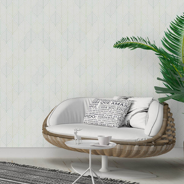 Geometric Green Leaves Wallpaper CC218 - CostaCover - Peel and stick Removable Wallpaper - Abstract - abstract wallpaper - adhesive wallpaper