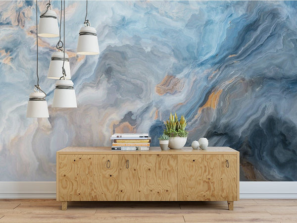 Blue & Gray Marble Texture Wall Mural CCM054 - CostaCover - Peel and stick Removable Wallpaper - 3d wall murals - 3d wall painting - Abstract