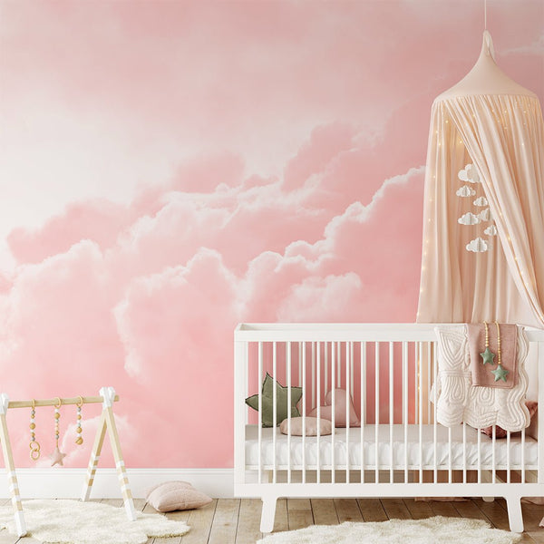Pastel Pink Sky & Clouds Wall Mural CCM021 - CostaCover - Peel and stick Removable Wallpaper - abstract wallpaper - accent wallpaper - adhesive wallpaper