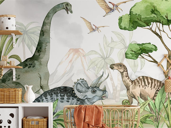 Dinosaurs in Jurassic Park Wall Mural CCM092 - CostaCover - Peel and stick Removable Wallpaper - accent wallpaper - adhesive wallpaper - bedroom wallpaper