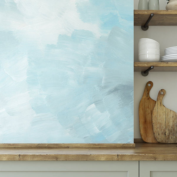 Blue Brush Strokes Wall Mural CCM072 - CostaCover - Peel and stick Removable Wallpaper - 3d wall murals - abstract wall art - abstract wallpaper