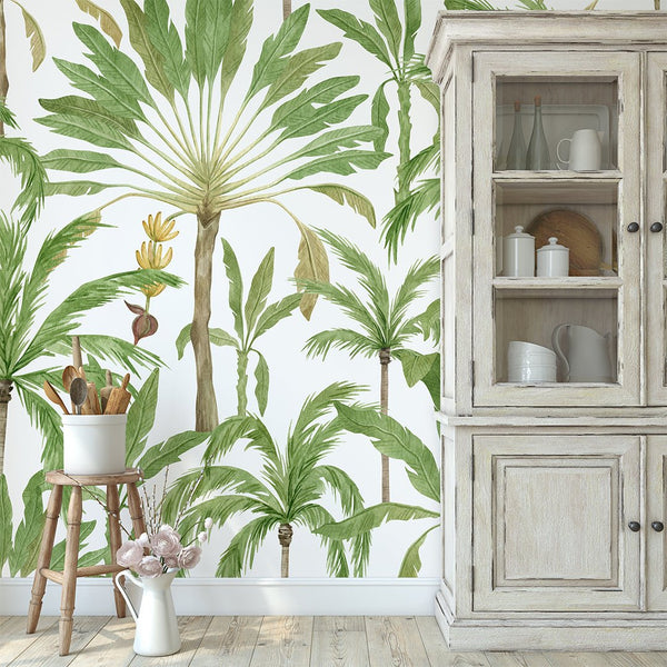 Exotic Palms Wall Mural CCM067 - CostaCover - Peel and stick Removable Wallpaper - accent wallpaper - adhesive wallpaper - adhesive wallpaper design