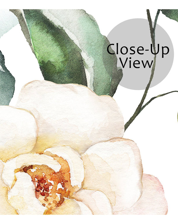 Large Roses and Eucalyptus Wall Mural CCM101 - CostaCover - Peel and stick Removable Wallpaper - 3d wall murals - accent wallpaper - adhesive wallpaper