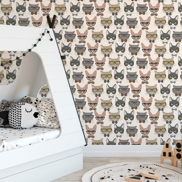Cute Cats Wallpaper CC036 - CostaCover - Peel and stick Removable Wallpaper - abstract wallpaper - adhesive wallpaper - animal print