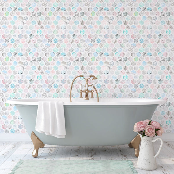 Colorful Honeycomb Wallpaper CC082 - CostaCover - Peel and stick Removable Wallpaper - abstract wallpaper - accent wallpaper - adhesive wallpaper