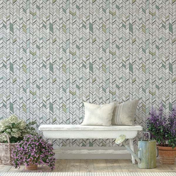 Herringbone Chevron Wallpaper CC197 - CostaCover - Peel and stick Removable Wallpaper - adhesive wallpaper - arrow feather - Backsplash panels