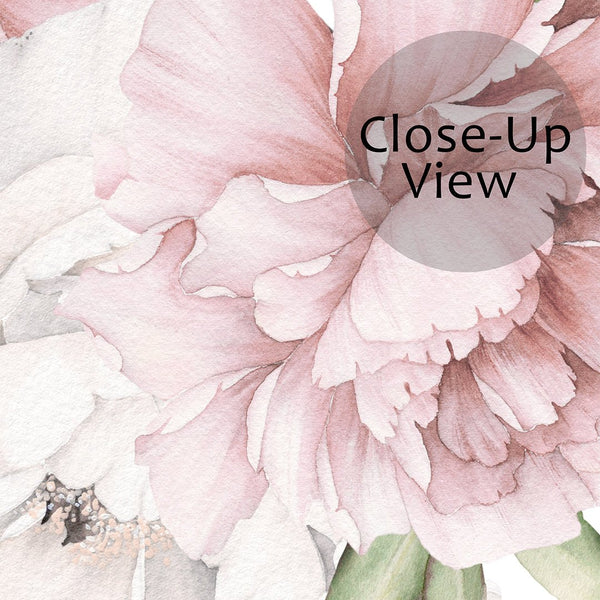 Pastel Pink & White Peony Wall Mural CCM109 - CostaCover - Peel and stick Removable Wallpaper - accent wallpaper - adhesive wallpaper - bathroom wallpaper