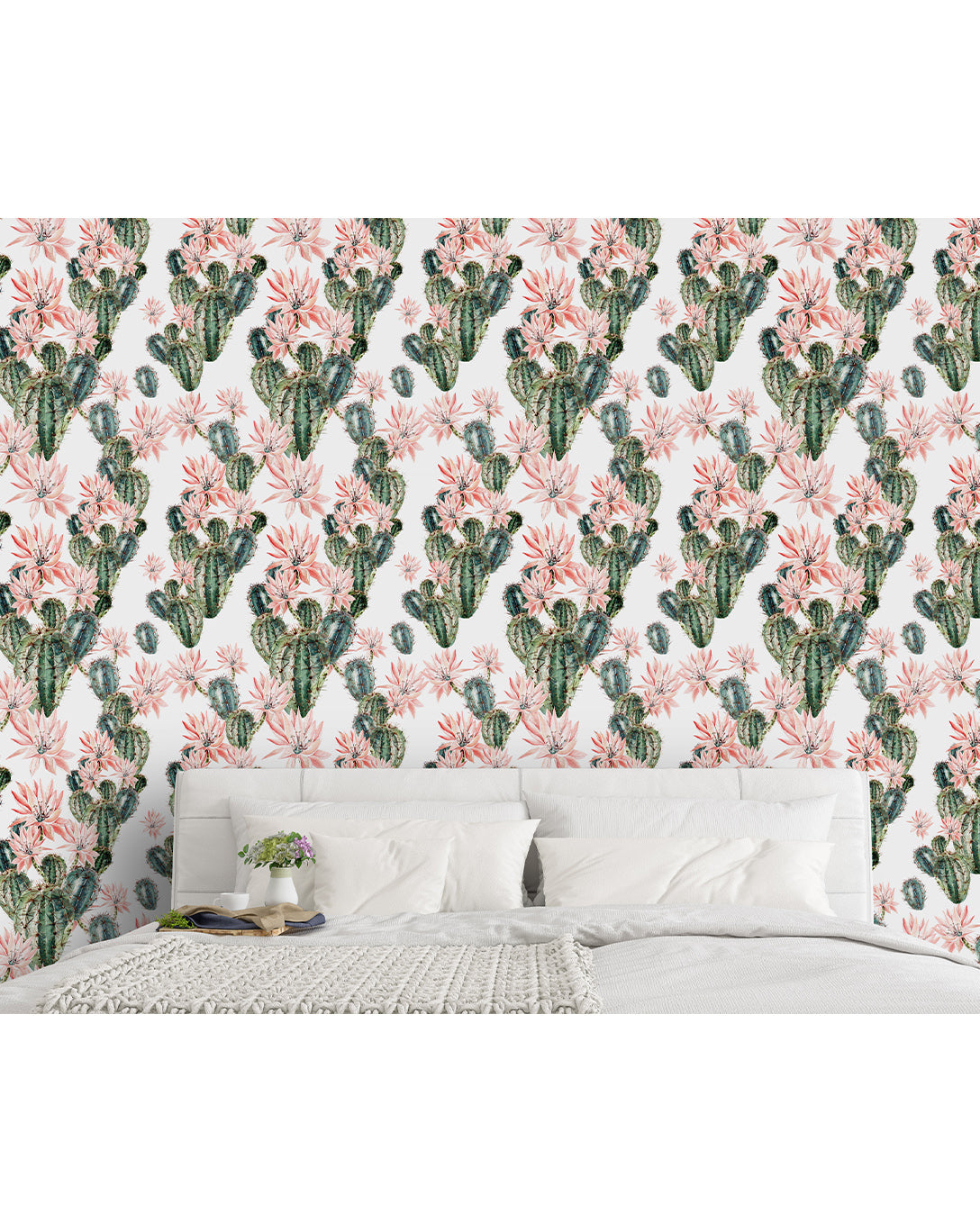 Self Adhesive Watercolor Floral Blooming Cactus Removable Wallpaper CC052