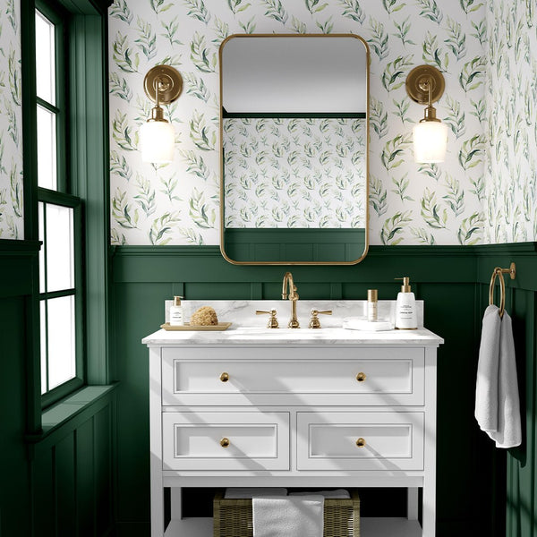 Green Eucalyptus Leaves Wallpaper CC049 - CostaCover - Peel and stick Removable Wallpaper - accent wallpaper - Best Peel And Stick Removeable Wallpaper - best peel and stick wallpaper