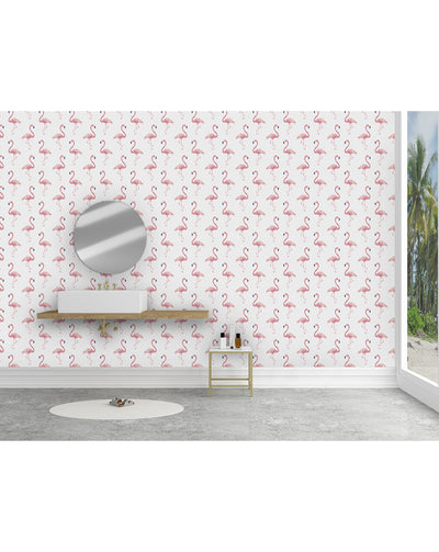 Self Adhesive Watercolor Exotic Pink Flamingos Removable Wallpaper CC106