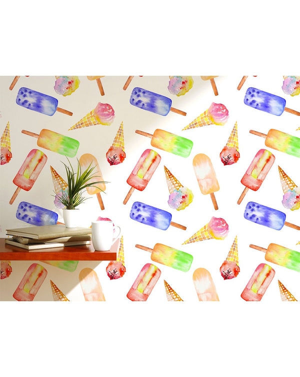 Colorful Ice Cream Wallpaper CC048 - CostaCover - Peel and stick Removable Wallpaper - Backsplash panels - bathroom wallpaper - colorful wallpaper