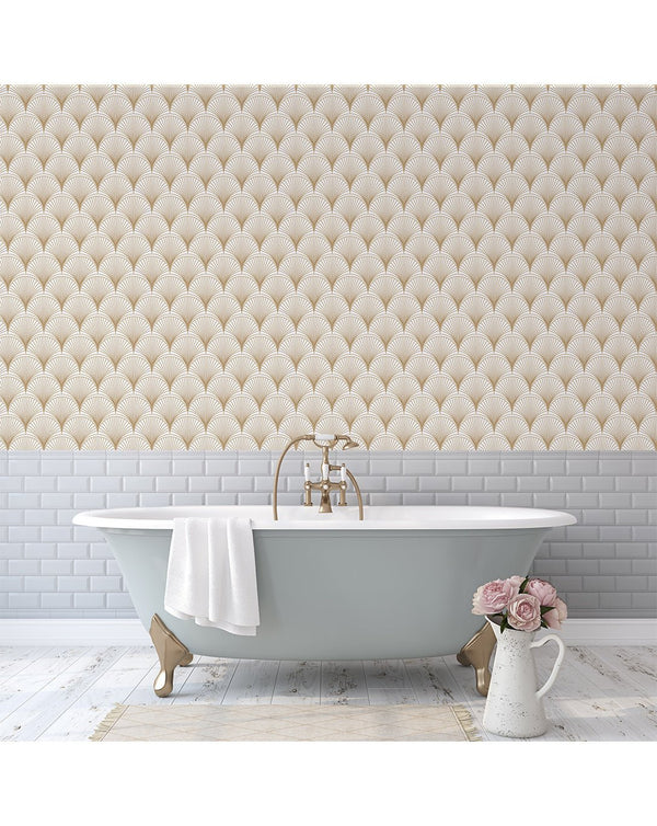 Luxury Gold Scallops Wallpaper CC125 - CostaCover - Peel and stick Removable Wallpaper - Abstract - abstract wallpaper - art deco