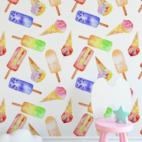 Colorful Ice Cream Wallpaper CC048 - CostaCover - Peel and stick Removable Wallpaper - Backsplash panels - bathroom wallpaper - colorful wallpaper