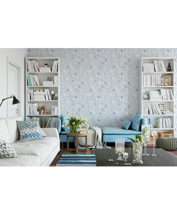 Geometric Blue Triangle Wallpaper CC040 - CostaCover - Peel and stick Removable Wallpaper - Abstract - abstract wallpaper - adhesive wallpaper