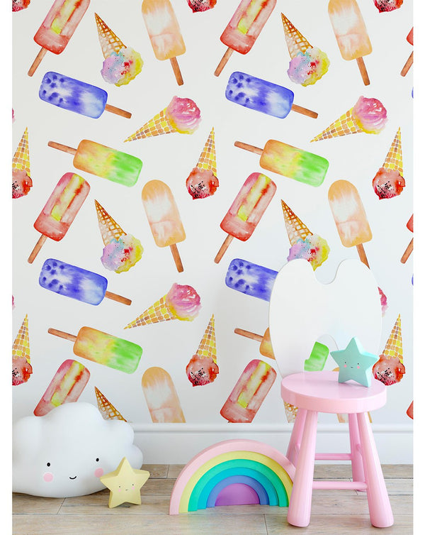 Colorful Ice Cream Wallpaper CC048 - CostaCover - Peel and stick Removable Wallpaper - Backsplash panels - bathroom wallpaper - colorful wallpaper