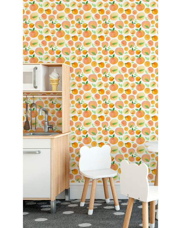 Orange Fresh Fruits Wallpaper CC075 - CostaCover - Peel and stick Removable Wallpaper - Backsplash panels - bathroom wallpaper - bedroom interior