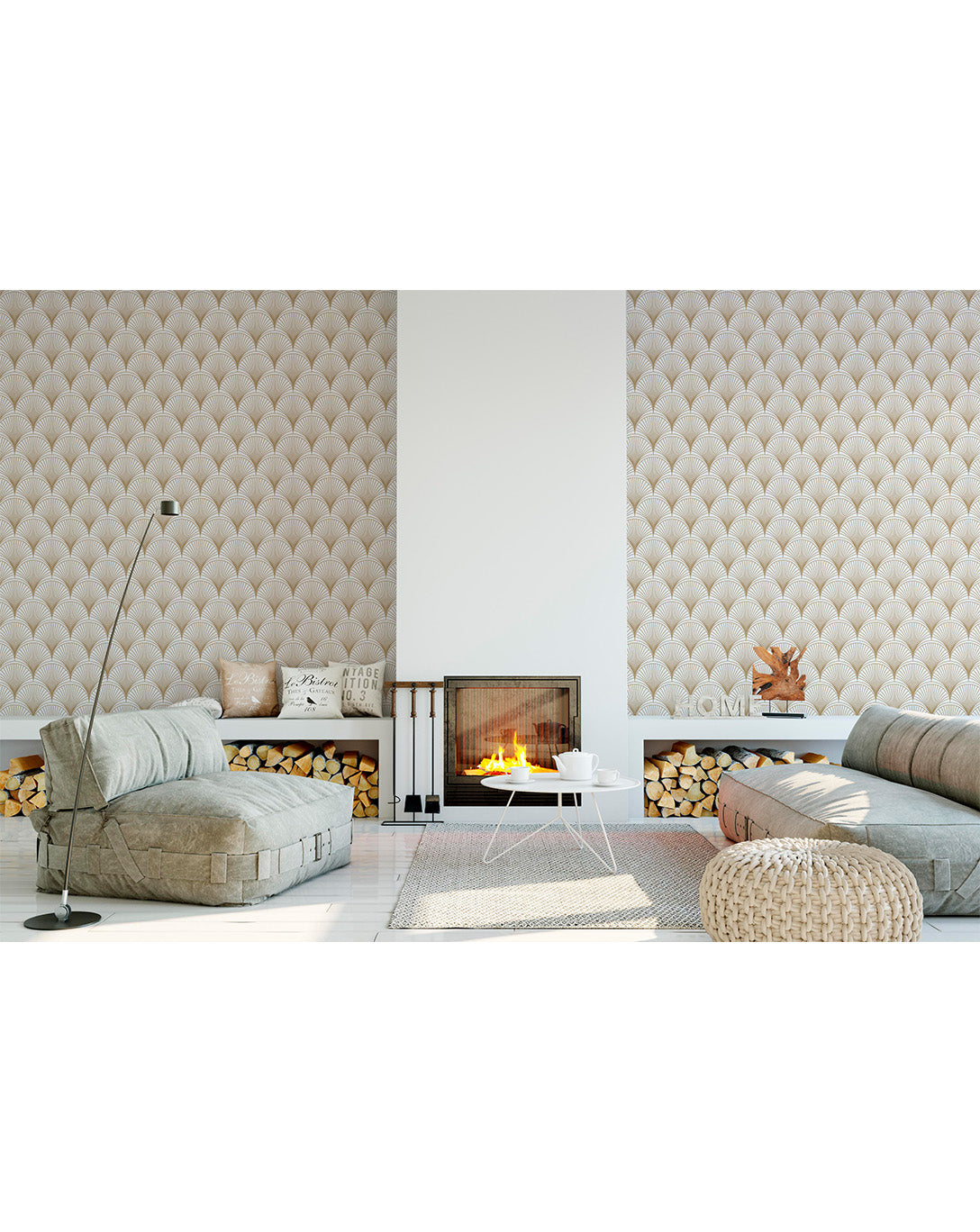 Self Adhesive Luxury Gold Scallops Removable Wallpaper CC125