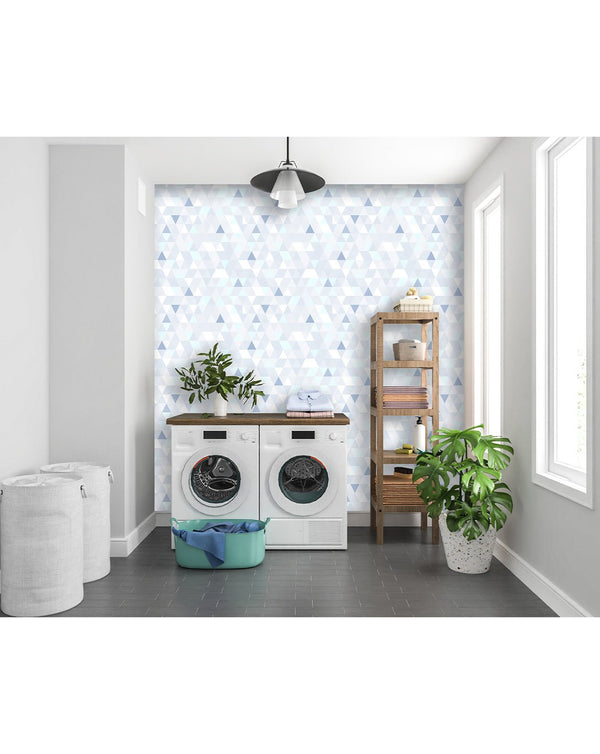 Geometric Blue Triangle Wallpaper CC040 - CostaCover - Peel and stick Removable Wallpaper - Abstract - abstract wallpaper - adhesive wallpaper