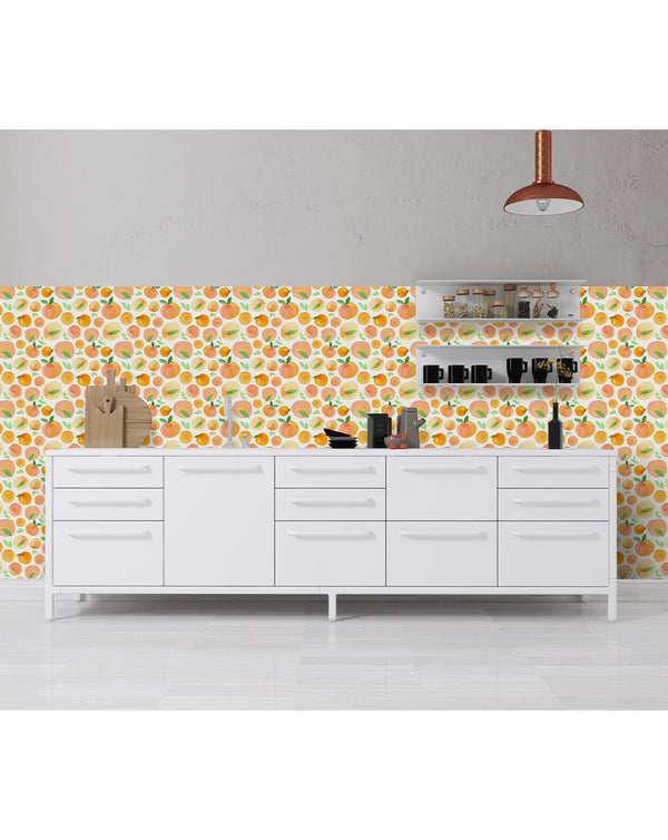 Orange Fresh Fruits Wallpaper CC075 - CostaCover - Peel and stick Removable Wallpaper - Backsplash panels - bathroom wallpaper - bedroom interior