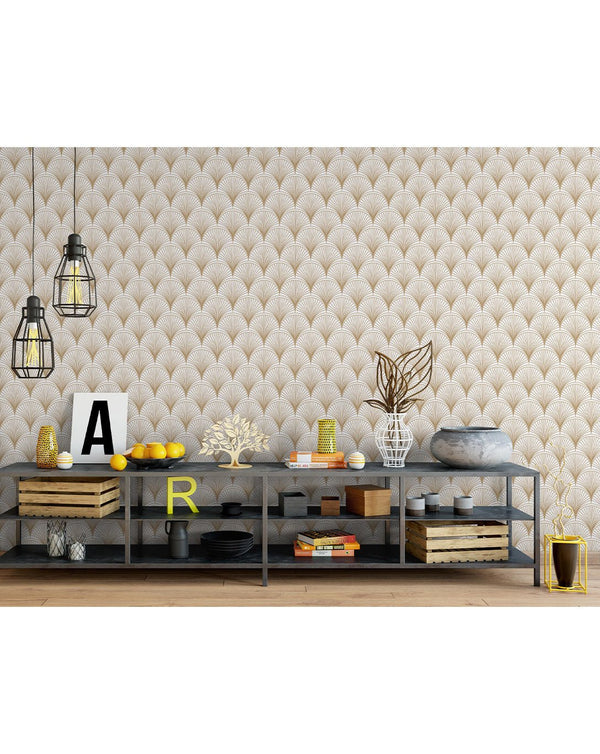 Luxury Gold Scallops Wallpaper CC125 - CostaCover - Peel and stick Removable Wallpaper - Abstract - abstract wallpaper - art deco