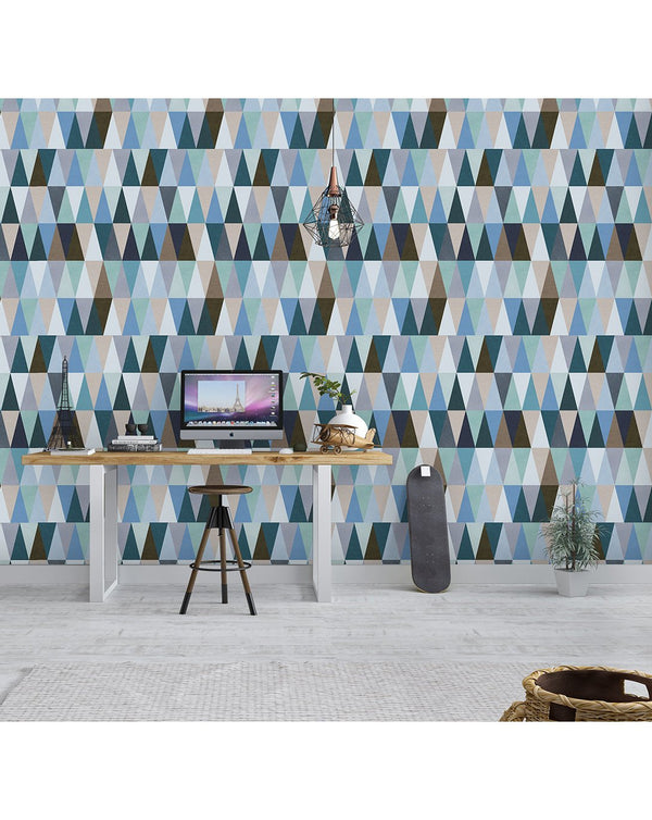 Colorful Geometric Triangles Wallpaper CC022 - CostaCover - Peel and stick Removable Wallpaper - Abstract - abstract wallpaper - adhesive wallpaper