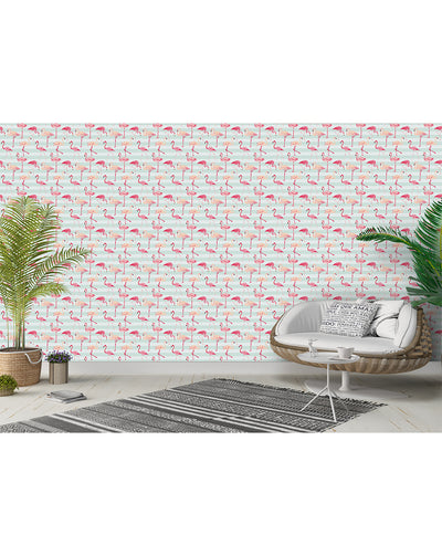 Self Adhesive Colorful Tropical Pink Flamingos Removable Wallpaper CC039