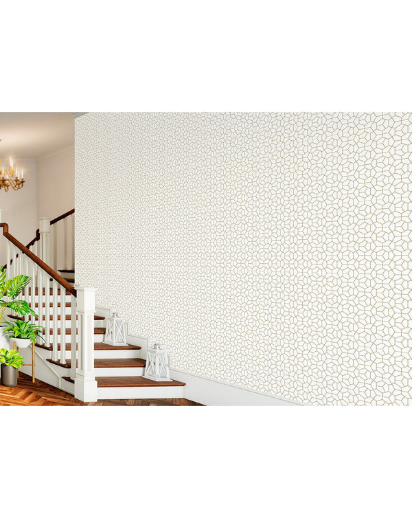 Geometry Gold Hexagon Wallpaper CC102 - CostaCover - Peel and stick Removable Wallpaper - Abstract - abstract wallpaper - adhesive wallpaper