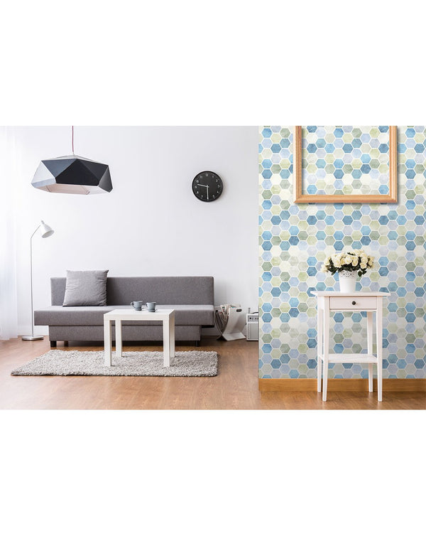 Watercolor Hexagon Honeycomb Wallpaper CC009 - CostaCover - Peel and stick Removable Wallpaper - adhesive wallpaper - Backsplash panels - bathroom wallpaper