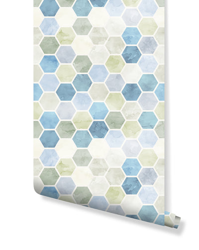 Watercolor Hexagon Honeycomb Wallpaper CC009