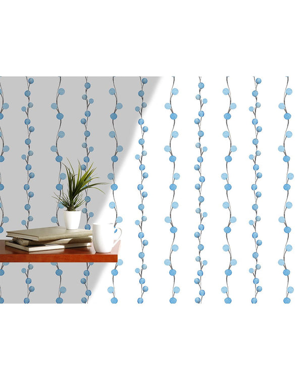 Blue Berry Branch Wallpaper CC023 - CostaCover - Peel and stick Removable Wallpaper - adhesive wallpaper - Aqua blue wallpaper - Backsplash panels