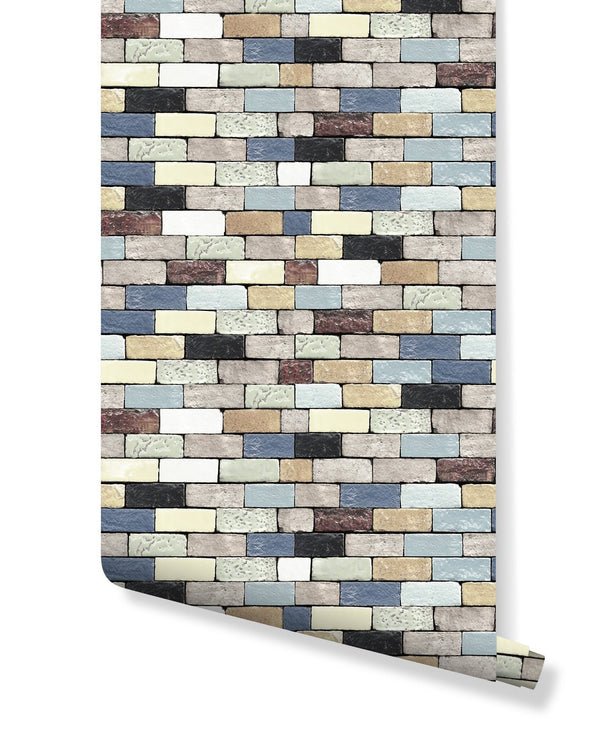 Colorful Brick Wallpaper CC024 - CostaCover - Peel and stick Removable Wallpaper - Abstract - abstract wallpaper - accent wallpaper