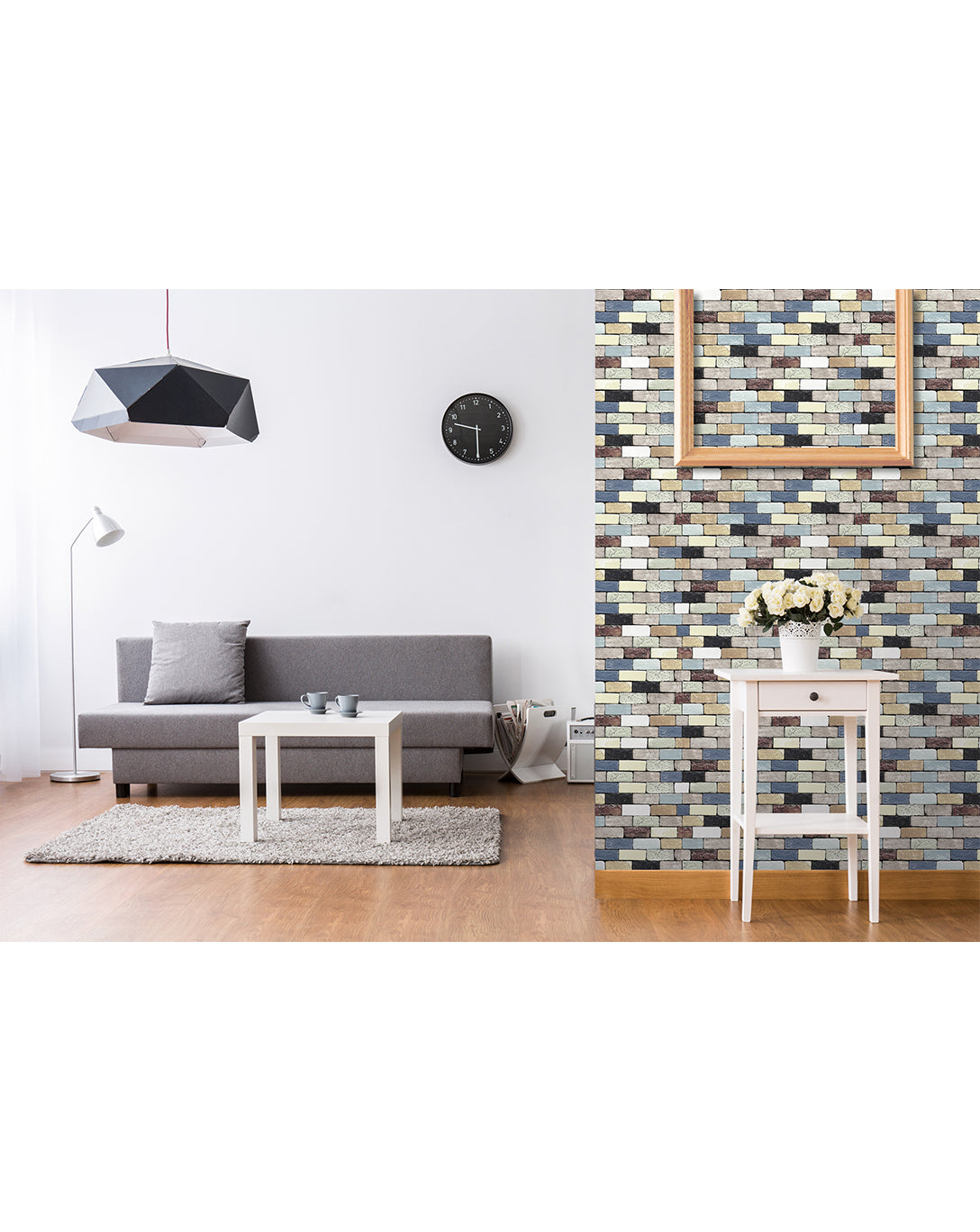 Self Adhesive Colorful Brick Wall Backdrop Removable Wallpaper, Peel and Stick Wall Accent, Abstract Wall Decor Traditional Wallpapers