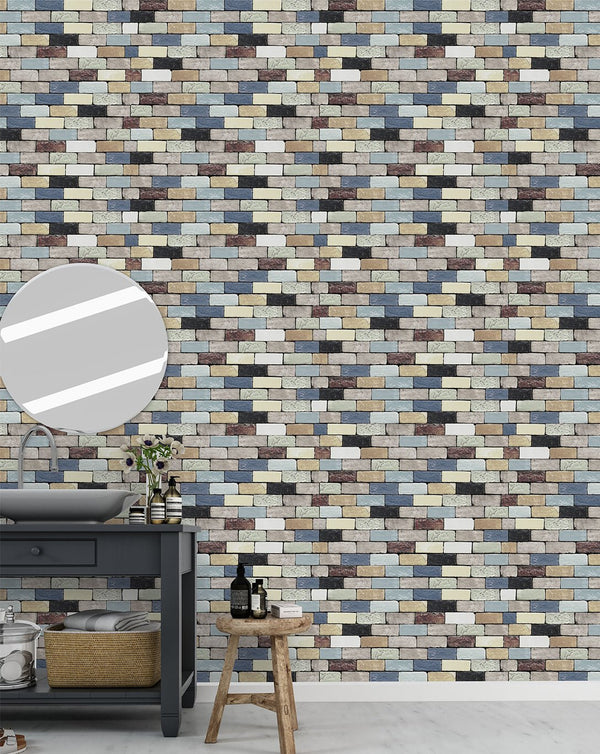 Colorful Brick Wallpaper CC024 - CostaCover - Peel and stick Removable Wallpaper - Abstract - abstract wallpaper - accent wallpaper