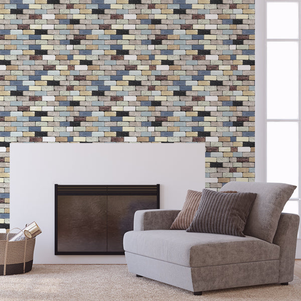 Colorful Brick Wallpaper CC024 - CostaCover - Peel and stick Removable Wallpaper - Abstract - abstract wallpaper - accent wallpaper
