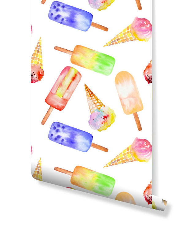 Colorful Ice Cream Wallpaper CC048 - CostaCover - Peel and stick Removable Wallpaper - Backsplash panels - bathroom wallpaper - colorful wallpaper